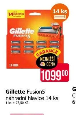Gillette Fusion5 náhradní hlavice 14 ks