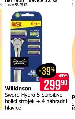 Wilkinson Sword Hydro 5 Sensitive holicí strojek + 4 náhradní hlavice