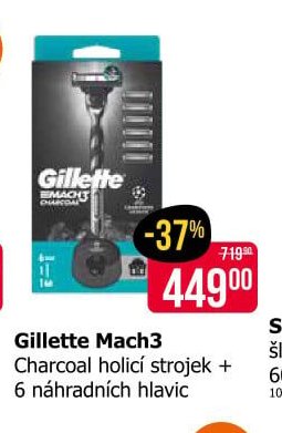 Gillette Mach3 Charcoal holicí strojek + 6 náhradních hlavic
