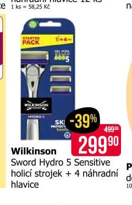Wilkinson Sword Hydro 5 Sensitive holicí strojek + 4 náhradní hlavice
