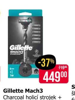 Gillette Mach3 Charcoal holicí strojek + 6 náhradních hlavic