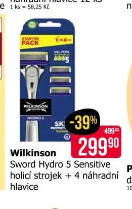 Wilkinson Sword Hydro 5 Sensitive holicí strojek + 4 náhradní hlavice