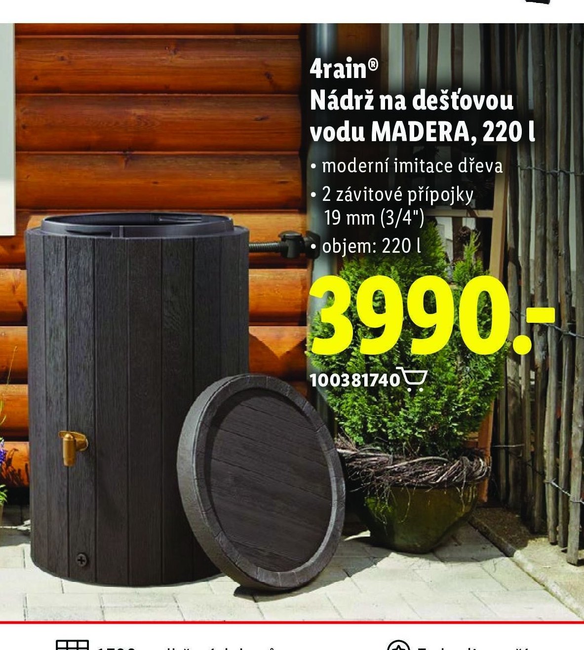 4rain Nádrž na dešťovou vodu MADERA, 220 l