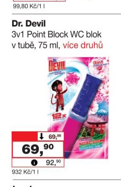 Dr. Devil 3v1 Point Block WC blok v tubě, 75 ml