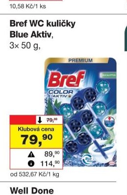 Bref WC kuličky Blue Aktiv, 3x 50 g