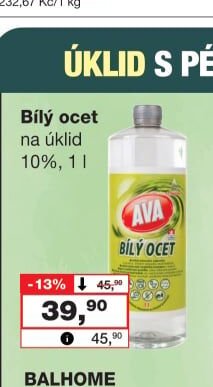 Bílý ocet na úklid 10%, 1 l