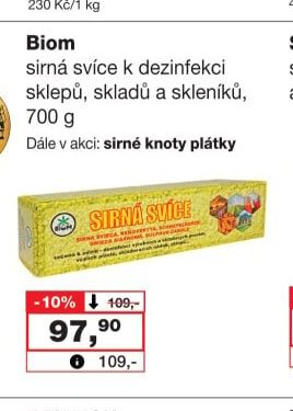 Biom sirná svíce k dezinfekci