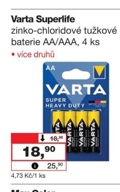 Varta Superlife zinko-chloridové tužkové baterie