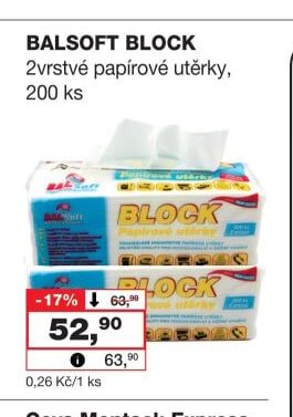 BALSOFT BLOCK 2vrstvé papírové utěrky