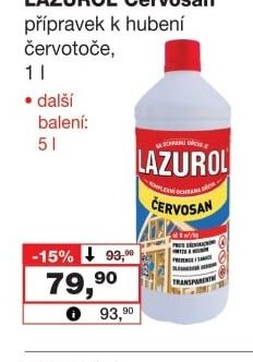 LAZUROL Červosan přípravek k hubení červotoče, 1 l