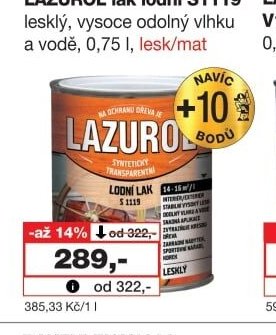 LAZUROL lak lodní S1119 lesklý, vysoce odolný vlhku a vodě, 0,75 l