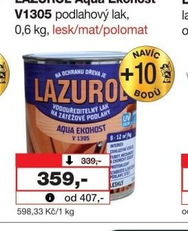 LAZUROL Aqua Ekohost V1305 podlahový lak, 0,6 kg