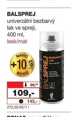 BALSPREJ univerzální bezbarvý lak ve spreji, 400 ml