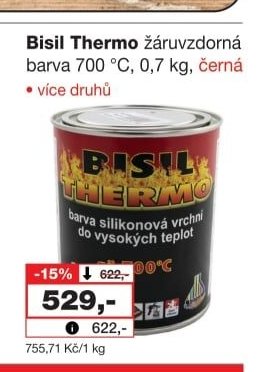Bisil Thermo žáruvzdorná barva 700 °C, 0,7 kg