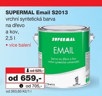 SUPERMAL Email S2013 vrchní syntetická barva na dřevo a kov, 2,5 l