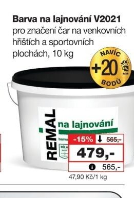 Barva na lajnování V2021 pro značení čar na venkovních hřištích a sportovních plochách, 10 kg - Barvy a laky drogerie akcniletaky.com