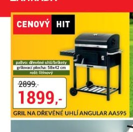GRIL NA DŘEVĚNĚ UHLÍ ANGULAR AA595