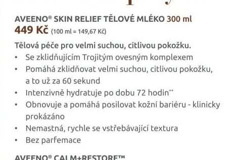 AVEENO SKIN RELIEF TĚLOVÉ MLÉKO 300 ml