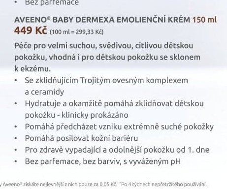 AVEENO BABY DERMEXA EMOLIENČNÍ KRÉM 150 ml