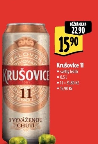 Pivo světlý ležák 11° Krušovice