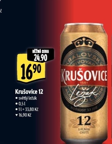 Pivo světlý ležák Královský 12° Krušovice