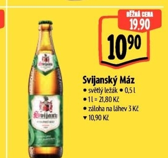Pivo světlý ležák 11° Svijanský Máz Svijany
