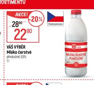 VÁŠ VÝBĚR Mléko čerstvé 1 l