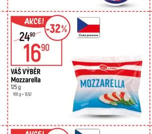 VÁŠ VÝBĚR Mozzarella 125 g