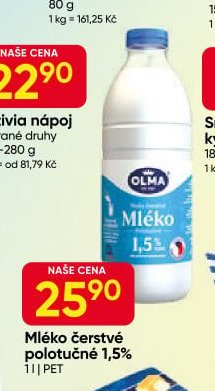 Olma Mléko čerstvé polotučné 1,5%
