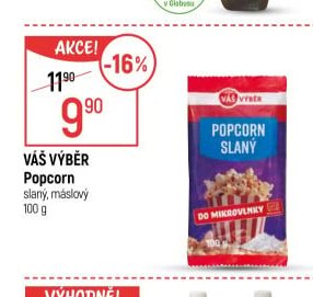Váš Výběr Popcorn slaný, máslový 100 g