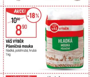 Váš Výběr Pšeničná mouka hladká, polohrubá, hrubá 1 kg