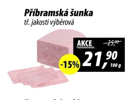 Příbramská šunka tř. jakosti výběrová - ZEMAN maso - uzeniny akcniletaky.com