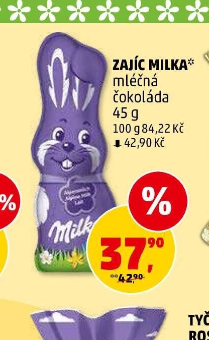 Zajíc Milka mléčná čokoláda 45 g