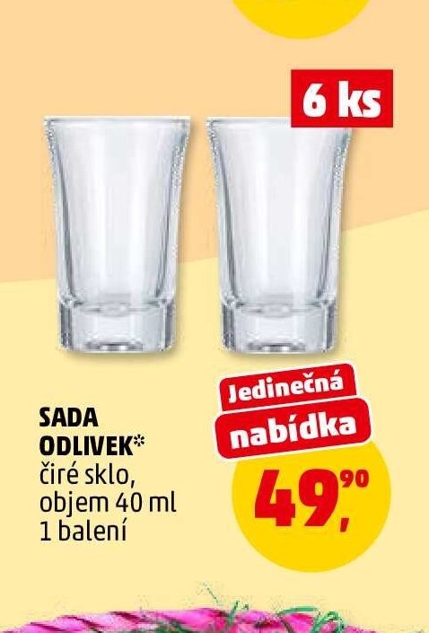 SADA ODLIVEK čiré sklo