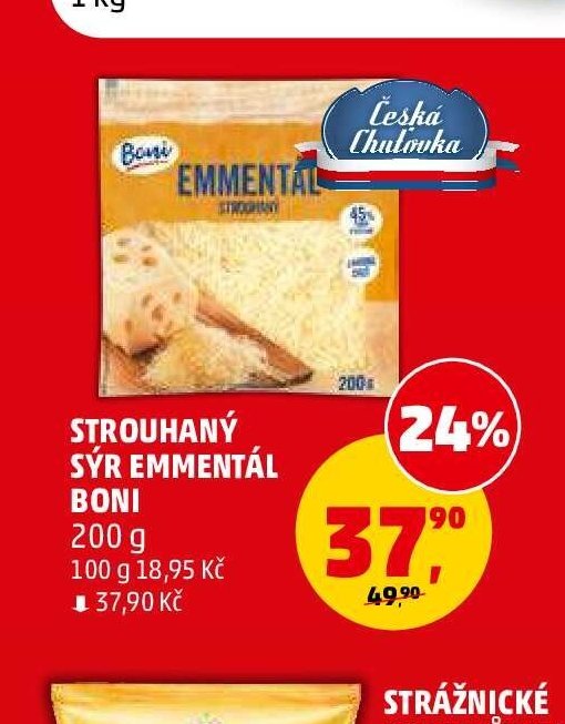 Strouhaný sýr Emmentál Boni