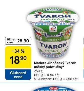 Madeta Jihočeský Tvaroh měkký polotučný