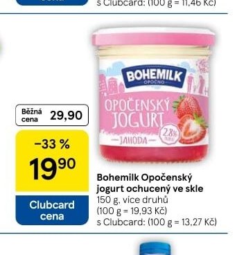 Bohemilk Opočenský jogurt ochucený ve skle