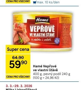 Hamé Vepřové ve vlastní šťávě