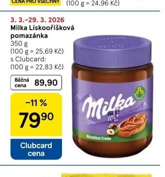 Milka Lískooříšková pomazánka