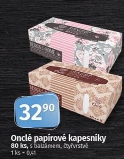 Papírové kapesníčky 4vrstvé Onclé - box