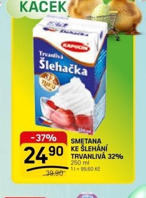 SMETANA KE ŠLEHÁNÍ TRVANLIVÁ 32% 250 ml