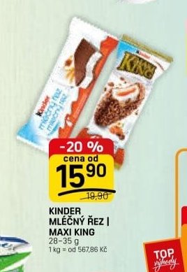 KINDER MLÉČNÝ ŘEZ | MAXI KING 28-35 g