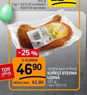Vodňanská drůbež KUŘECÍ STEHNA UZENÁ