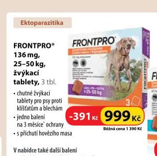 FRONTPRO 136 mg, 25-50 kg, žvýkací tablety, 3 tbl.