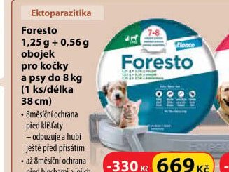 Foresto 1,25 g + 0,56 g obojek pro kočky a psy do 8 kg (1 ks/délka 38 cm)