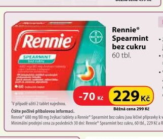 Rennie Spearmint bez cukru 60 tbl.