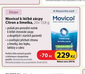 Movicol k léčbě zácpy Citron a limetka, 20x 13,8 g