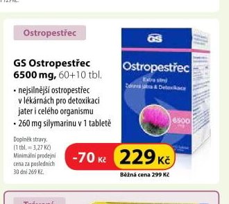 GS Ostropestřec 6500 mg, 60+10 tbl.