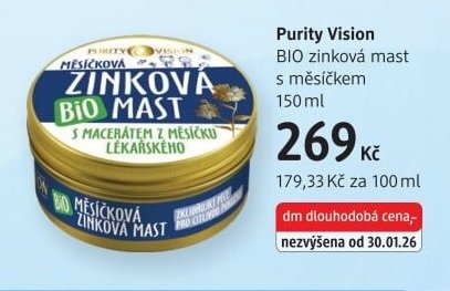 Purity Vision BIO zinková mast s měsíčkem