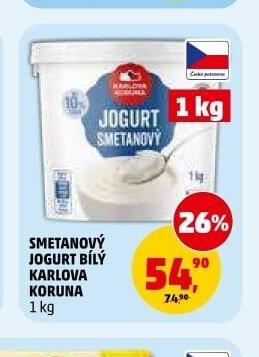 SMETANOVÝ JOGURT BÍLÝ KARLOVA KORUNA 1 kg
